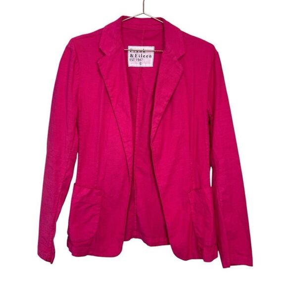 Frank & Eileen Dublin Tailored Blazer Performance Linen Fuchsia Pink Large - Picture 2 of 5